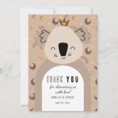 Koala Crown Boho Neutral Thank You Baby Shower Dankeskarte (Vorderseite)