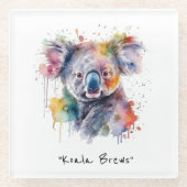Koala Cuddles in Color, benutzerdefiniert Glasuntersetzer (Vorderseite)