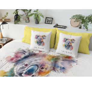 Koala Cuddles in Color, benutzerdefiniert Kissen