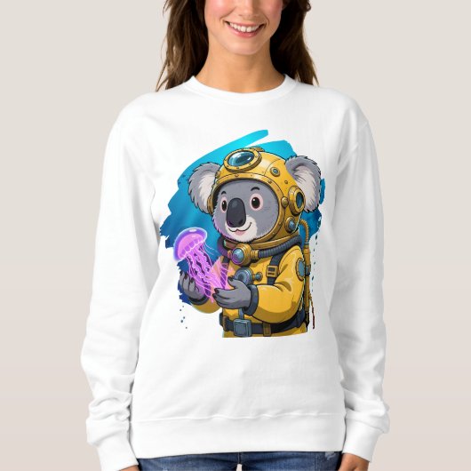 Koala Deep Sea Diver Cute Cartoon Explorer Sweatshirt (Vorderseite)