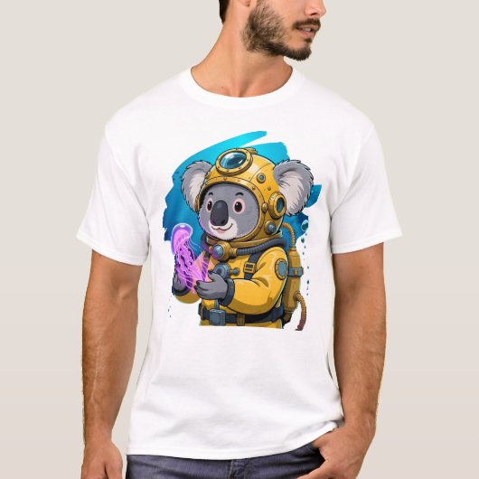 Koala Deep Sea Diver Cute Cartoon Explorer T-Shirt (Vorderseite)