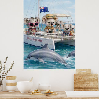 Koala-Delfin-Beobachtungsabenteuer auf hoher See Poster