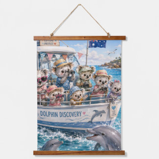 Koala-Delfin-Kreuzfahrt an der australischen Küste Wandteppich Mit Holzrahmen