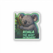 Koala Der Stille Introvertierte | Cute Minimalis Aufkleber (Vorderseite)