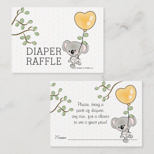 Koala Diaper Raffelkarte Begleitkarte (Vorne/Hinten)