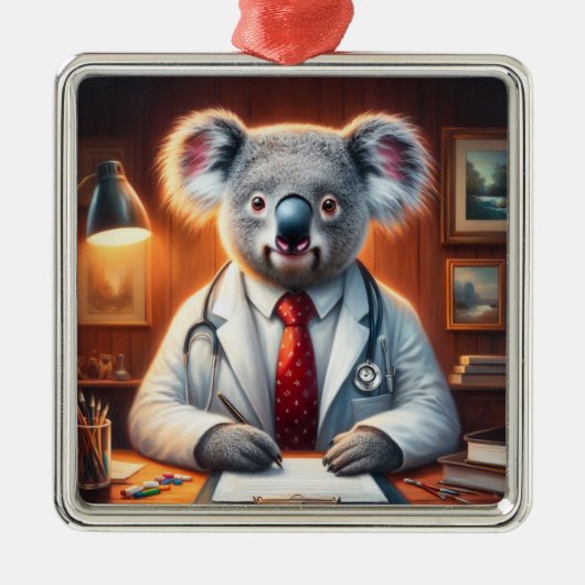 Koala Doctor Ornament Aus Metall (Vorne)
