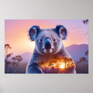 Koala Doppelexposition Tierart Wildnis Poster