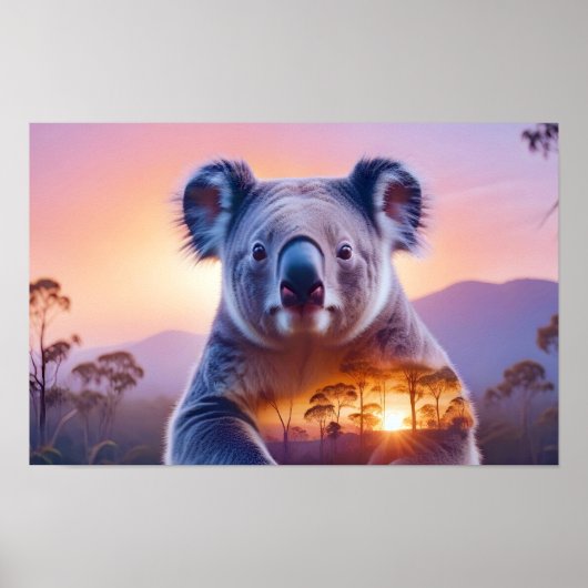 Koala Doppelexposition Tierart Wildnis Poster (Vorne)
