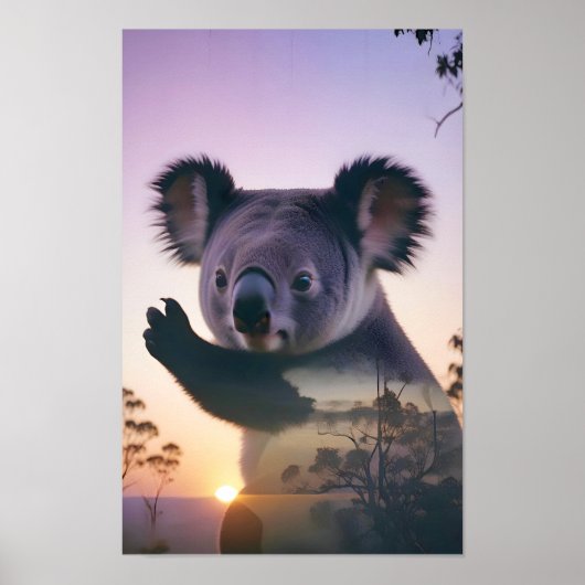 Koala Doppelexposition Tierart Wildnis Poster (Vorne)