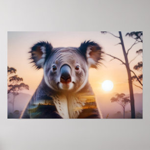 Koala Doppelexposition Tierart Wildnis Poster