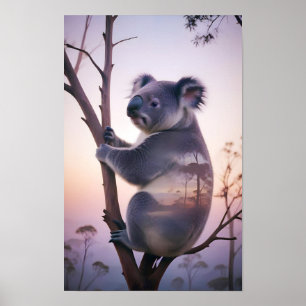 Koala Doppelexposition Tierart Wildnis Poster