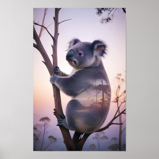 Koala Doppelexposition Tierart Wildnis Poster (Vorne)