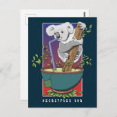 Koala Drink Eukalyptus Tee Postkarte (Vorne/Hinten)