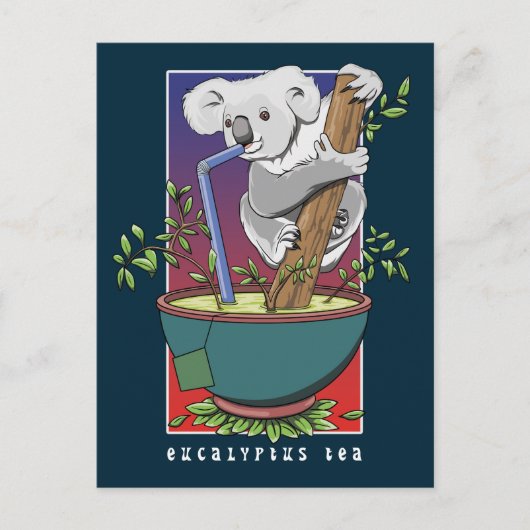 Koala Drink Eukalyptus Tee Postkarte (Vorderseite)
