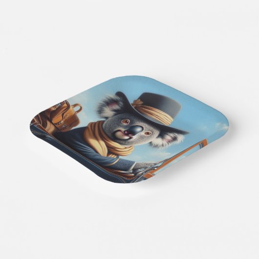 Koala Driving Pappteller (Gewinkelt)