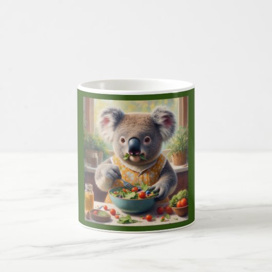 Koala Eating Salad Kaffeetasse (Mittel)