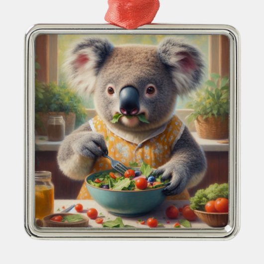 Koala Eating Salad Ornament Aus Metall (Vorne)
