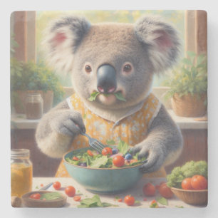 Koala Eating Salad Steinuntersetzer
