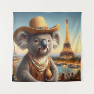 Koala Eiffel Tower Wandteppich