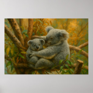Koala Embrace - Malerei auf zarte Wildtiere Poster