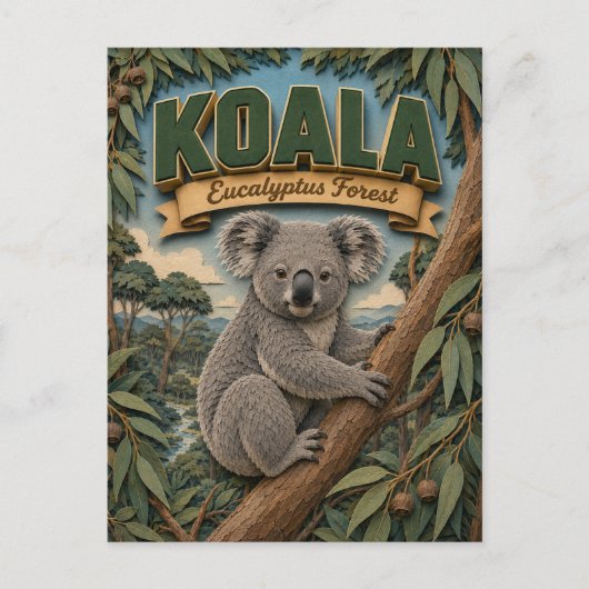 Koala-Eukalyptuswald POPCUT Postkarte (Vorderseite)
