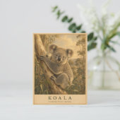 Koala Eukalyptuswald VINTAGE Postkarte (Stehend Vorderseite)