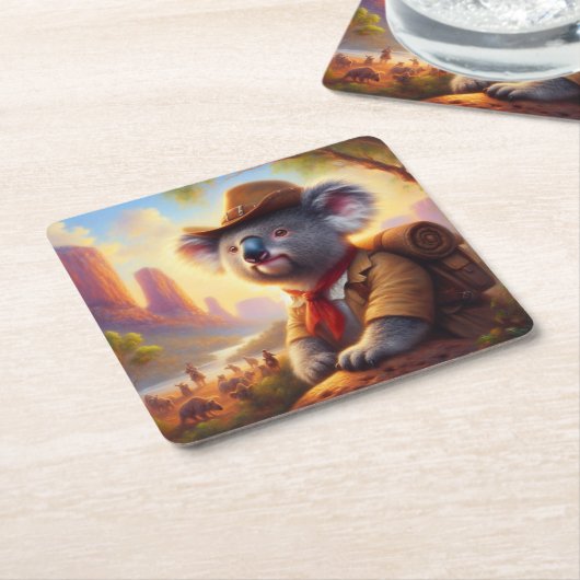 Koala Explorer Rechteckiger Pappuntersetzer (angewinkelt)