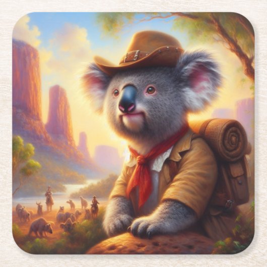 Koala Explorer Rechteckiger Pappuntersetzer (Vorderseite)