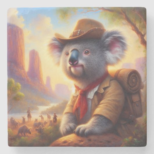 Koala Explorer Steinuntersetzer (Vorderseite)