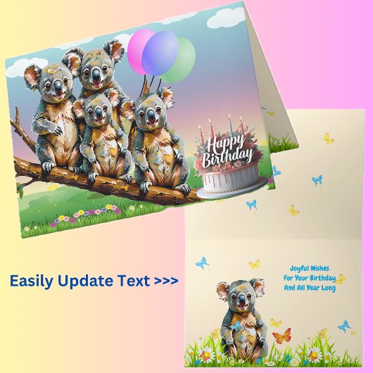 Koala Family Birthday Card Karte