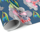 Koala Family Blue Christmas Geschenkpapier (Rolleneckpunkt)