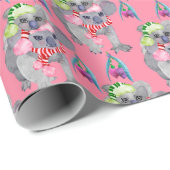 Koala Family Pink Weihnachten Geschenkpapier (Rolleneckpunkt)