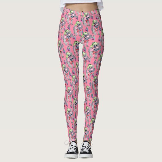 Koala Family Pink Weihnachten Leggings (Vorderseite)