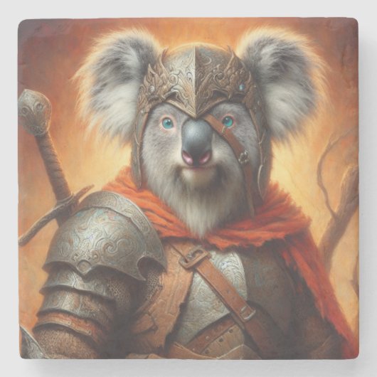Koala Fantasy Warrior Steinuntersetzer (Vorderseite)