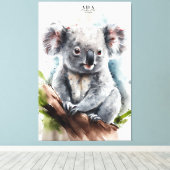 Koala - Farbe in Farbe, rosa Leinwand, Print Leinwanddruck (Insitu (Holzboden))