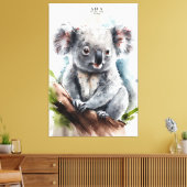 Koala - Farbe in Farbe, rosa Leinwand, Print Leinwanddruck (Insitu (Wohnzimmer))