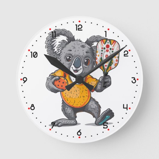 Koala-fied to Dinke Pickleball Runde Wanduhr (Vorderseite)