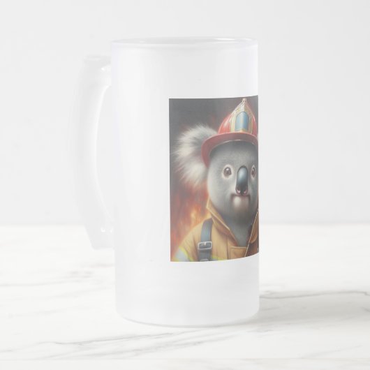 Koala Firefighter Mattglas Bierglas (Vorderseite Links)