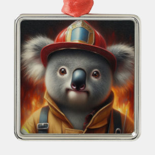 Koala Firefighter Ornament Aus Metall