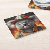Koala Firefighter Rechteckiger Pappuntersetzer (angewinkelt)