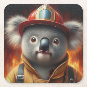Koala Firefighter Rechteckiger Pappuntersetzer