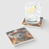 Koala Firefighter Steinuntersetzer (Seitenansicht)