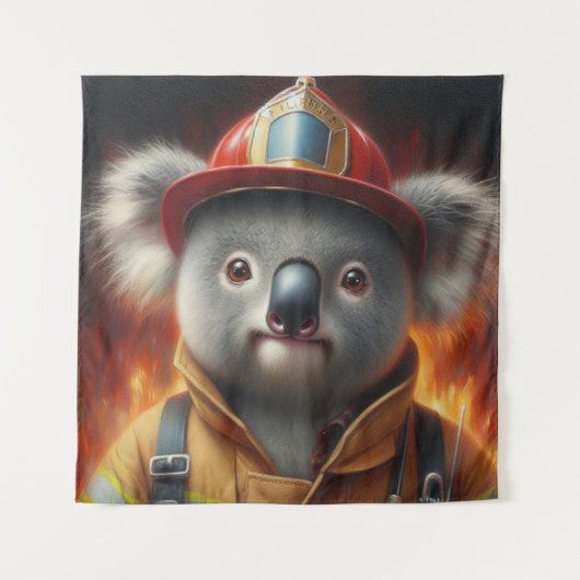 Koala Firefighter Wandteppich (Vorderseite)