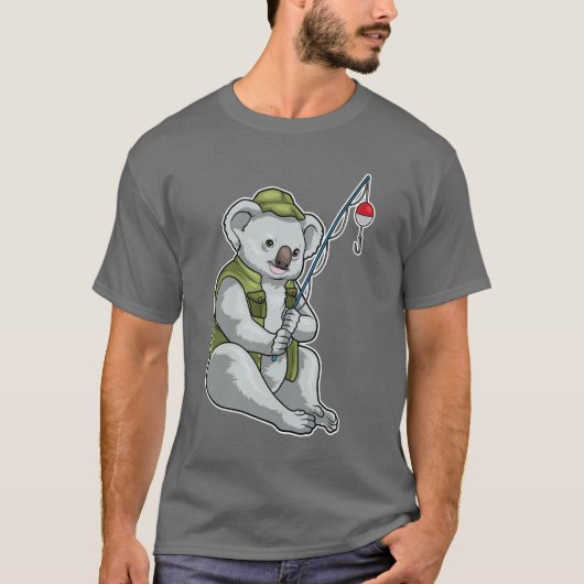 Koala Fisher Angelrute Fischen T-Shirt (Vorderseite)