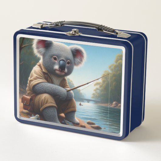Koala Fishing Metall Brotdose (Vorderseite)