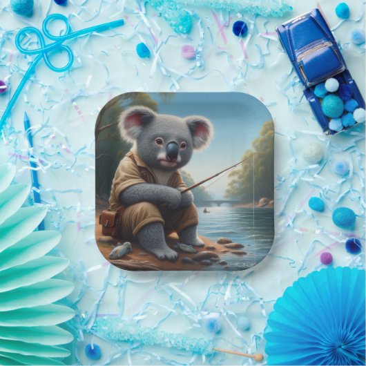 Koala Fishing Pappteller (Party)