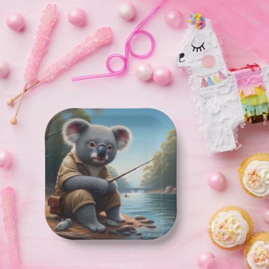 Koala Fishing Pappteller (Party)