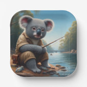 Koala Fishing Pappteller (Vorderseite)