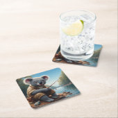 Koala Fishing Rechteckiger Pappuntersetzer (Vor Ort)