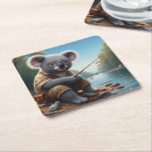 Koala Fishing Rechteckiger Pappuntersetzer (angewinkelt)